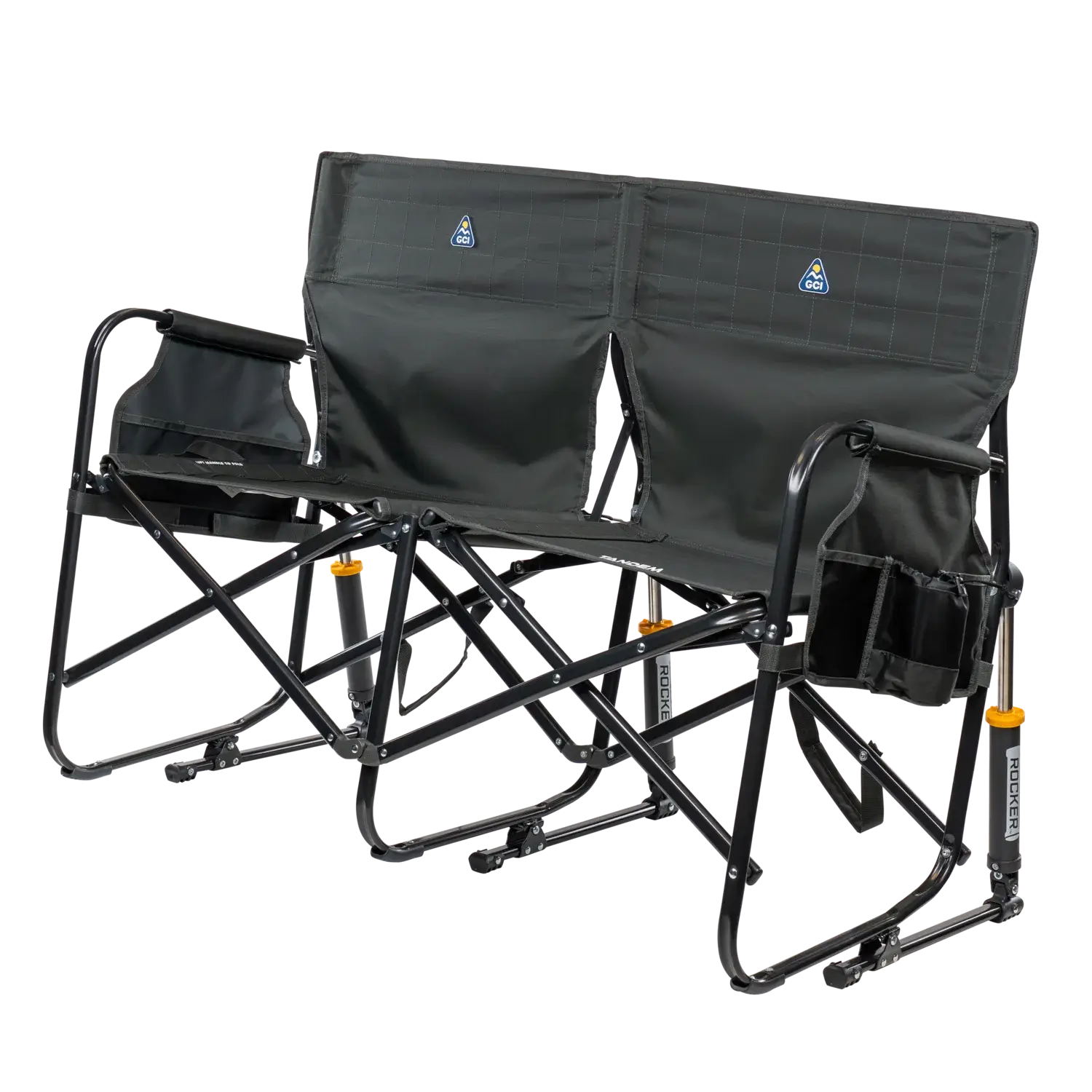 Patented Spring-Action Tandem Rocker - Choice 227 - Heavy-Duty Kickback Rocker with Beverage Holder Detail