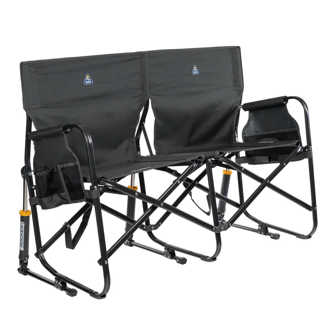 Patented Spring-Action Tandem Rocker - Choice 227 - Heavy-Duty Kickback Rocker with Beverage Holder - Dark Charcoal