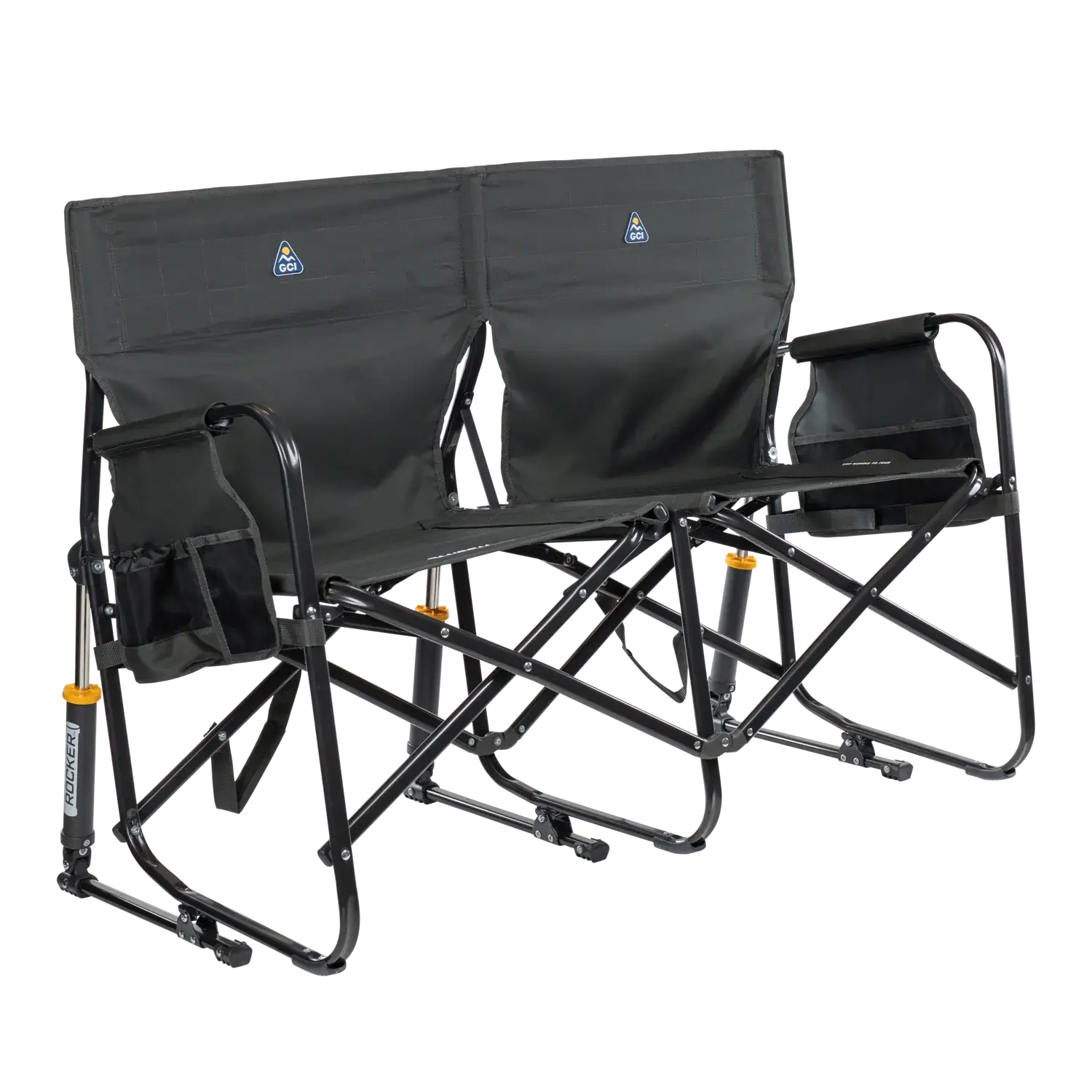 Patented Spring-Action Tandem Rocker - Choice 227 - Heavy-Duty Kickback Rocker with Beverage Holder - Dark Charcoal