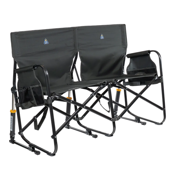 Patented Spring-Action Tandem Rocker - Choice 227 - Heavy-Duty Kickback Rocker with Beverage Holder - Dark Charcoal